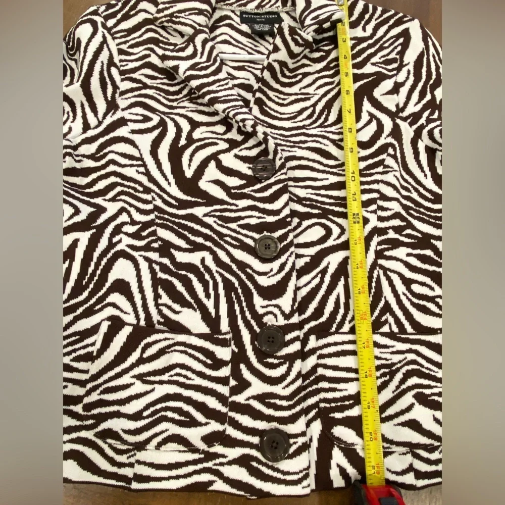 Sutton Studio Animal Print Sweater Blazer Size Petite Small